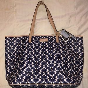 Navy and Tan Coach Tote